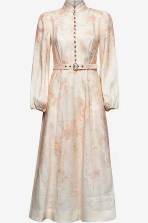 ZIMMERMANN Abito midi Crush in lino stampa floreale
