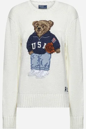 Ralph Lauren Maglia Polo Bear in cotone e lino bianco