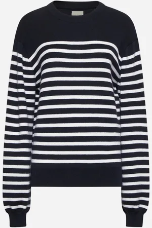 Khaite Maglia Viola in cashmere a righe