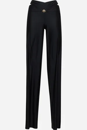 Marine Serre Pantaloni aderenti in jersey drappeggiato nero