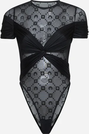 Marine Serre Body in mesh monogram e jersey nero