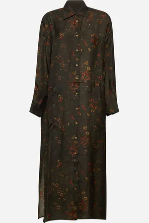 UMA WANG Chemisier Amare in twill stampato marrone