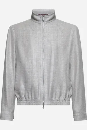 Brunello Cucinelli Bomber in misto lino e seta beige
