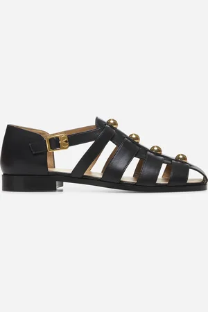 VALENTINO GARAVANI Sandali Fisherman Studshield in vitello nero