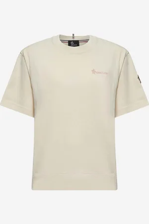 Moncler T-shirt logata in cotone beige