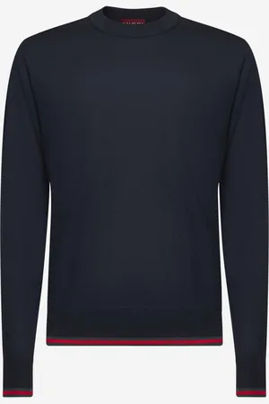 Gucci Maglione in lana blu con motivo Web