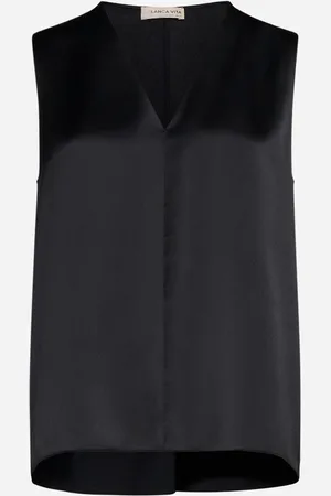 BLANCA Canotta Tropeche in raso nero