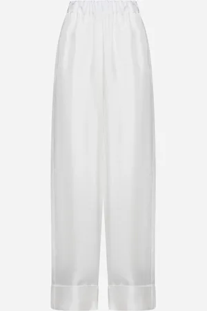 BLANCA Pantaloni Petroy in raso di seta bianco