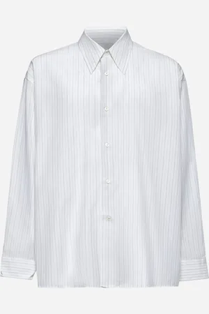 STUDIO NICHOLSON Camicia Loche in cotone a righe avorio