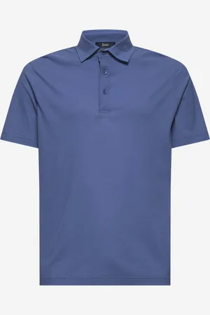 HERNO Polo in jersey voile crêpe azzurro