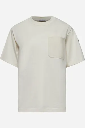 Moncler T-shirt in cotone avorio con tasca