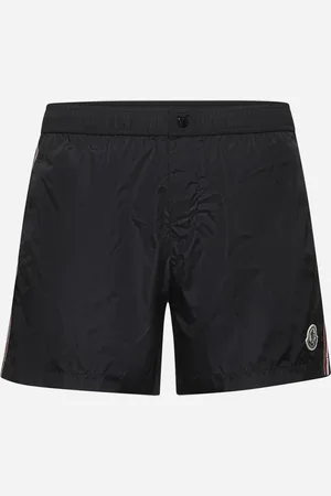 Moncler Shorts da mare nero con finiture tricolore