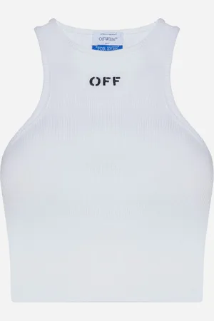 OFF-WHITE Top crop in cotone con logo