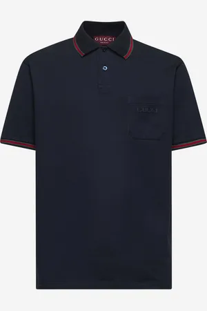 Gucci Polo ricamata in cotone stretch blu