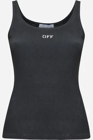 OFF-WHITE Canotta a costine grigia con logo Off