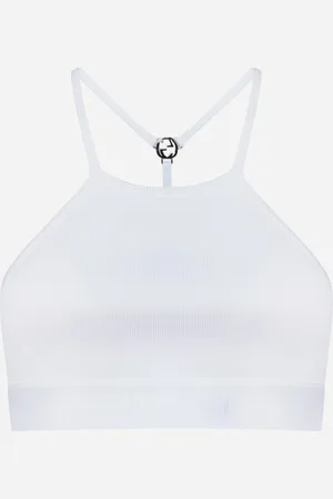 Gucci Top crop in jersey con placca-logo