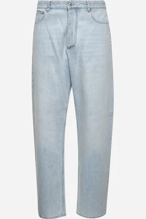 Bottega Veneta Jeans a gambia ampia in denim azzurro