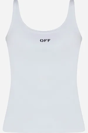 OFF-WHITE Canotta a costine bianca con logo Off