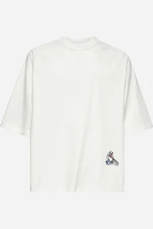 Bottega Veneta T-shirt in jersey bianco con squalo ricamato