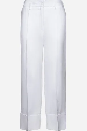 BLANCA Pantaloni a gamba ampia Prugna in lino bianco