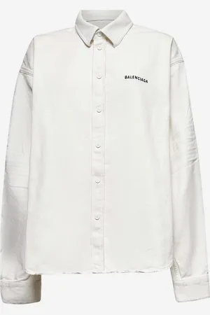 Balenciaga Camicia Large Fit in denim bianco