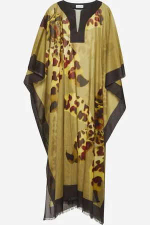 DRIES VAN NOTEN Kaftano stampato in cotone verde