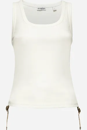 Burberry Canotta in jersey a costine bianco