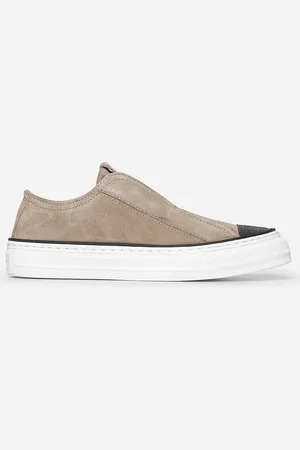 Brunello Cucinelli Sneakers in camoscio tortora con Precious Toe