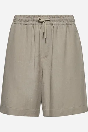 Giorgio Armani Bermuda flat front in tela di lino beige
