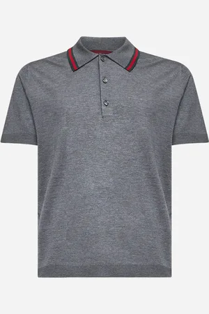 Gucci Polo in maglia grigia con motivo Web