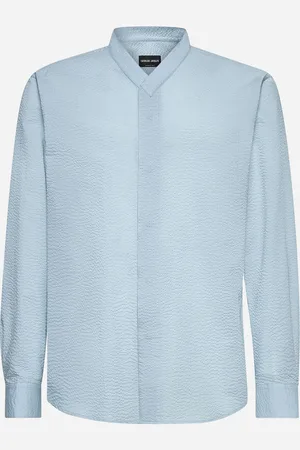 Giorgio Armani Camicia in cotone seersucker azzurro