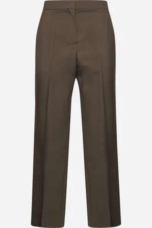 Fendi Pantaloni slim-fit lana e mohair verde scuro