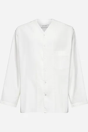 LEMAIRE Camicia in popeline bianco con scollo a V