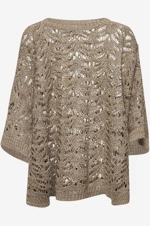 Brunello Cucinelli Cappa Dazzling in maglia beige