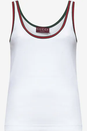 Gucci Canotta in cotone a coste bianco con Web