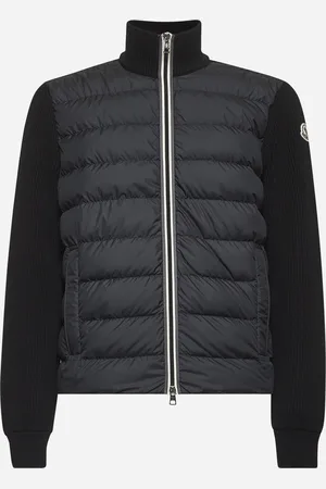 Moncler Cardigan imbottito con zip in cotone nero