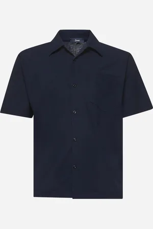 HERNO Camicia bowling in jersey voile crêpe blu