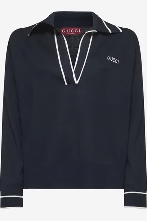 Gucci Polo blu con intarsio