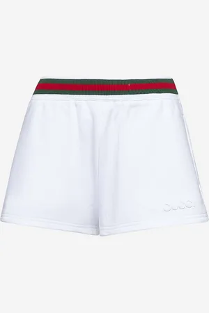Gucci Shorts in jersey di cotone bianco con Web