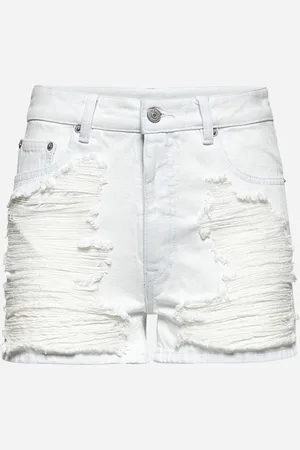 Maison Margiela Shorts distressed in denim bianco