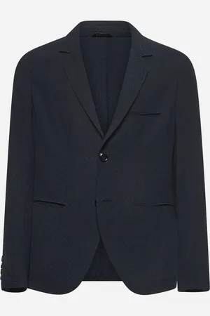 Giorgio Armani Giacca monopetto in jacquard chevron blu