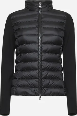 Moncler Cardigan imbottito con zip in lana nero