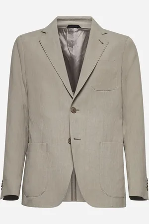 Giorgio Armani Giacca Upton monopetto in tela di lino beige