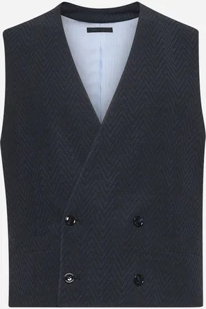 Giorgio Armani Gilet in jacquard chevron blu