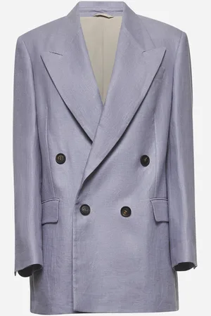 Brunello Cucinelli Giacca in gabardina viola con monile