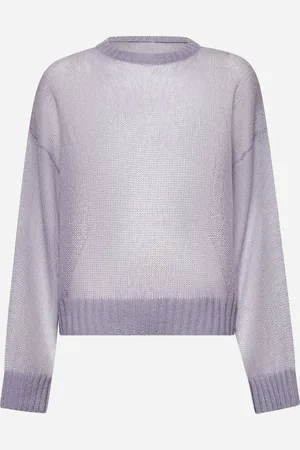 Brunello Cucinelli Maglia in mohair e lana viola con monile