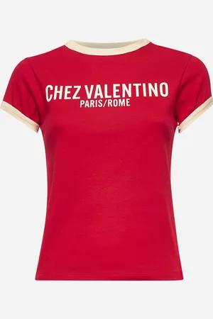 VALENTINO T-shirt stampa Chez in Cotton Jersey rosso