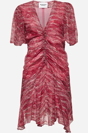 Marant Etoile Abito corto Vivienne in mussola stampata rossa