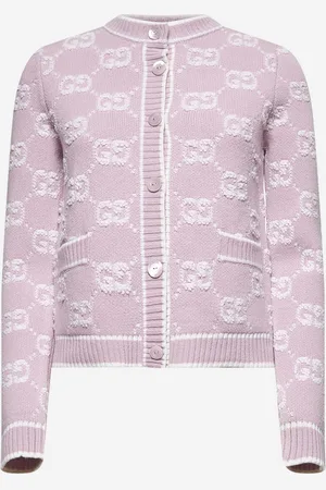 Gucci Cardigan in lana jacquard GG bouclé rosa