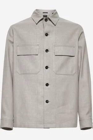Ermenegildo Zegna Overshirt Alba in lino e lana vergine beige